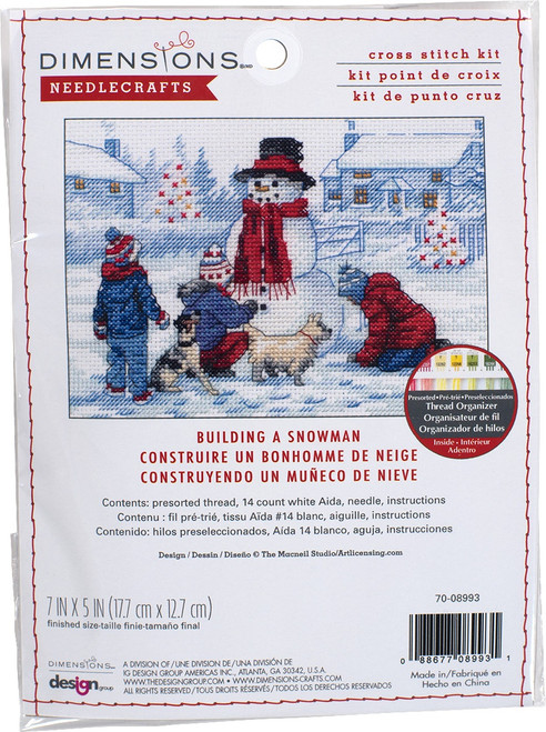 Dimensions Counted Cross Stitch Kit 7"x5"-Building A Snowman (14 Count) -70-08993 - 088677089931