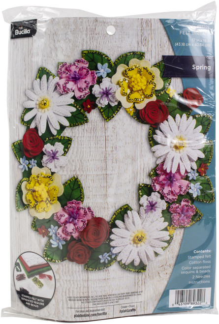 Bucilla Felt Wreath Applique Kit 17" Round-Spring Wreath 89322E - 046109893228