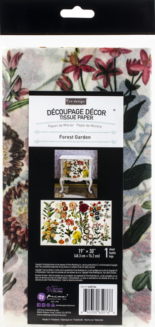 Prima Re-Design Decoupage Decor Tissue Paper 19"X30"-Forest Garden REDTP-50766 - 655350650766