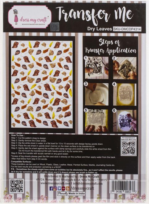 Dress My Craft Transfer Me Sheet A4-Dry Leaves - DMCD4314 - 194186008537