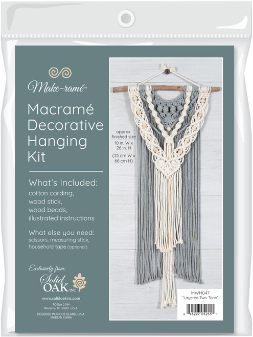 Solid Oak Macrame Decorative Hanging Kit-Two-Tone Layered Wall Hanging MWH047 - 845227052551