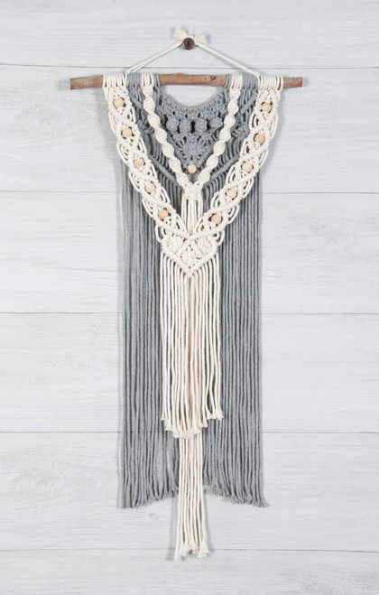 Solid Oak Macrame Decorative Hanging Kit-Two-Tone Layered Wall Hanging MWH047