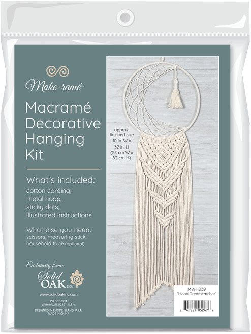 Solid Oak Macrame Decorative Hanging Kit-Moon Dreamcatcher MWH039 - 845227052476
