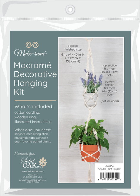 Solid Oak Macrame Decorative Hanging Kit-Double Plant Hanger - MWH041 - 845227052490