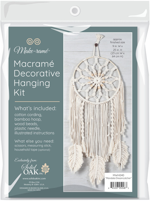 Solid Oak Macrame Decorative Hanging Kit-Mandala Dreamcatcher MWH040 - 845227052483