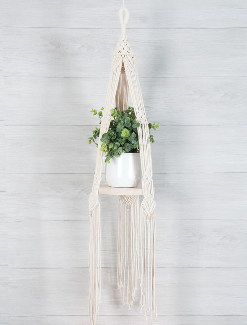Solid Oak Macrame Decorative Hanging Kit-Hanging Shelf - Bohemian Round - MWH042