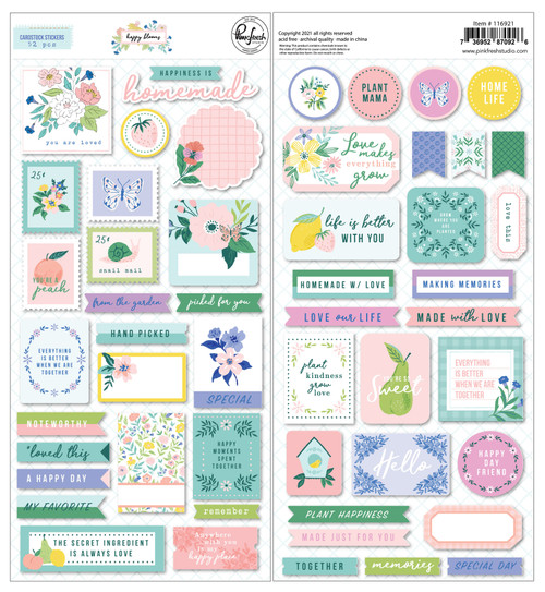 PinkFresh Cardstock Stickers-Happy Blooms PFHA6921 - 736952870926