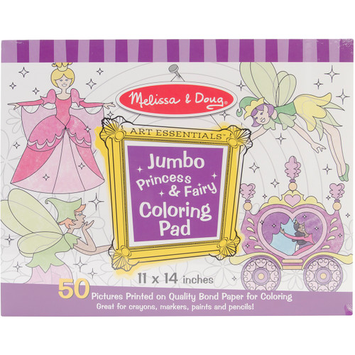4 Pack Melissa & Doug Jumbo Coloring Pad 11"X14" 50 Pages-Princess & Fairy MD4263 - 000772042635