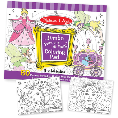4 Pack Melissa & Doug Jumbo Coloring Pad 11"X14" 50 Pages-Princess & Fairy MD4263