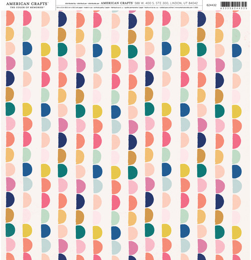 25 Pack American Crafts Patterned Single-Sided Cardstock 12"X12"-Rainbow Circles ACPP-24432 - 633356244325