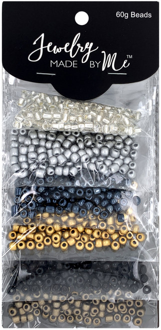 3 Pack Jewelry Made By Me Round Beads-Clear, Grey, Black, Gold 18C823GA - 842702146781