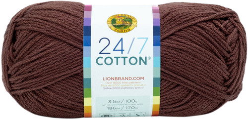 3 Pack Lion Brand 24/7 Cotton Yarn-Coffee Beans 761-125 - 023032079134