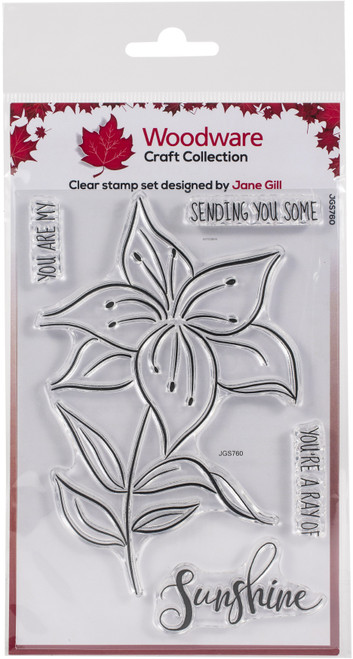 2 Pack Woodware Clear Stamps 4"X6"-Singles Lily Sketch JGS760 - 5055305962381