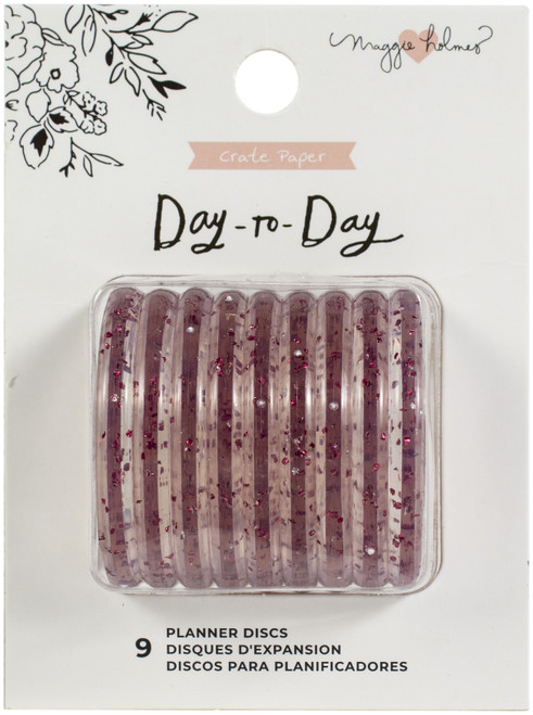 Maggie Holmes Day-To-Day Planner Discs 1.75" 9/Pkg-Pink Glitter - MH002348 - 718813535243