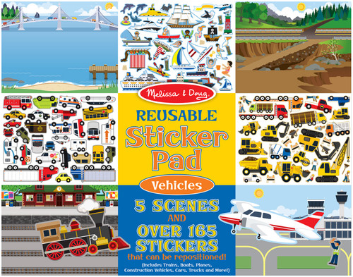 4 Pack - Melissa & Doug Reusable Sticker Pad-Vehicles - MD4199 - 000772041997