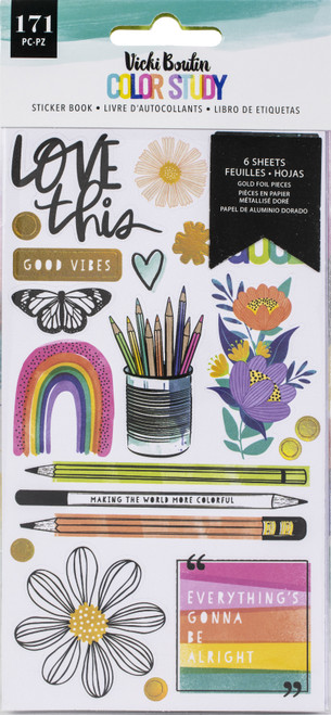 3 Pack Vicki Boutin Color Study Sticker Book-W/Gold Foil Accents 171/Pkg VB005690 - 718813456333