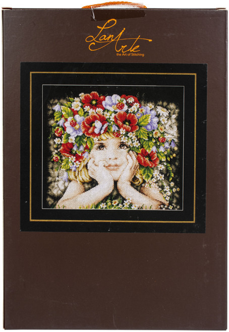Vervaco Counted Cross Stitch Kit 12.4"X10.4"-Girl With Flowers (14 Count) V0156698 - 54134805886955413480588695