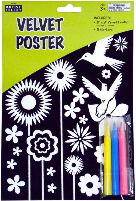 Artist Select Velvet Art Coloring Poster 6"X9"-Flowers -AS10900-2402 - 853399009891