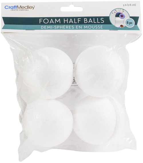 6 Pack Craft Medley Foam Half Ball 3" 8/PkgSB053 - 775749253153