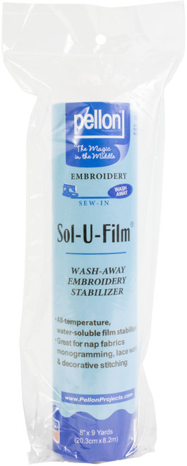 Pellon Sol-U-Film Wash Away Embroidery Stabilizer-Clear 8"X9yd 551HBX - 075269035520