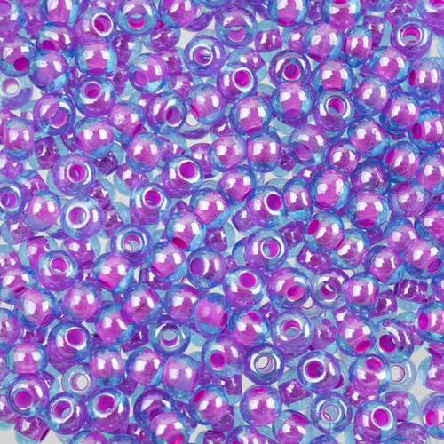 John Bead Czech Seed Beads 24g-6/0 Aqua/Purpleline - 63210001-0062