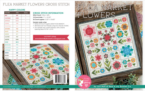 It's Sew Emma Cross Stitch Pattern -Flea Market Flowers By Lori Holt ISE438