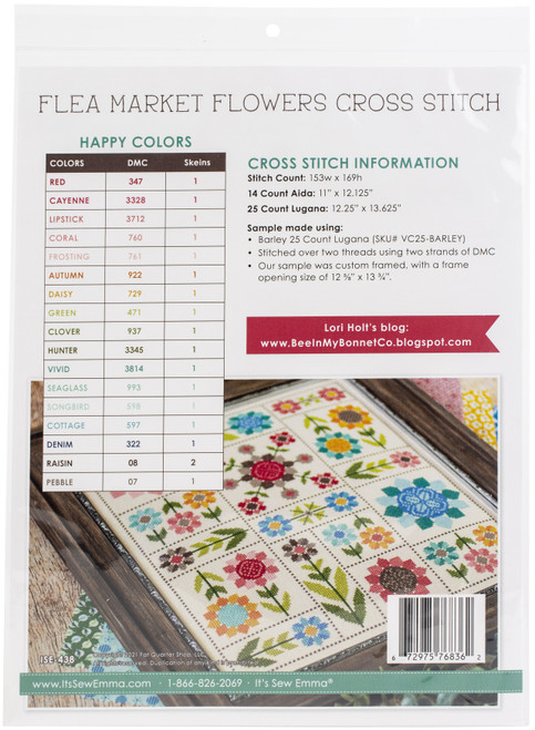 It's Sew Emma Cross Stitch Pattern-Flea Market Flowers By Lori Holt - ISE438 It's Sew Emma Cross Stitch Pattern-Flea Market Flowers By Lori Holt - ISE438