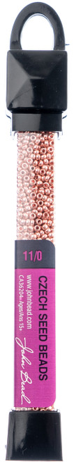 John Bead Czech Seed Beads 24g-11/0 Opaque Pink Metallic Solgel 63210001-0856 - 665772150317