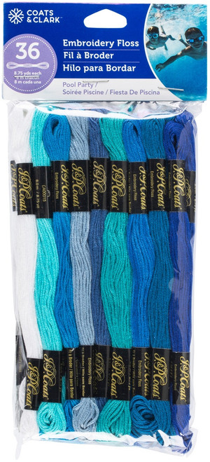 3 Pack - Coats & Clark 6-Strand Embroidery Floss Value Pack 36/Pkg-Pool Party - C11V0018 - 073650054402
