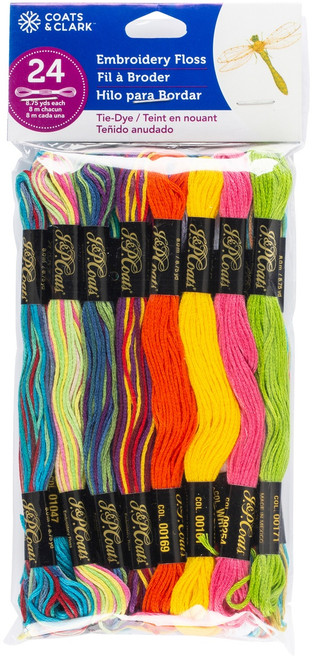3 Pack Coats & Clark 6-Strand Embroidery Floss Pack 24/Pkg-Tie Dye C11V2410 - 073650844966