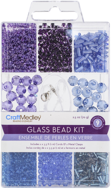 3 Pack Craft Medley Glass Bead Kit 90g-Sky BD720-B - 775749248708