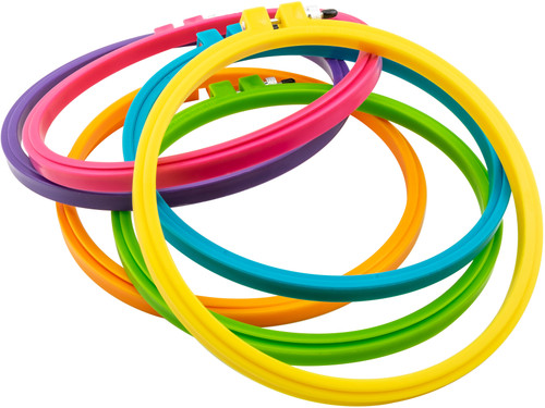 6 Pack - Bates Hoop-La Plastic Embroidery Hoop 8"- - 14401008 - 077216002043