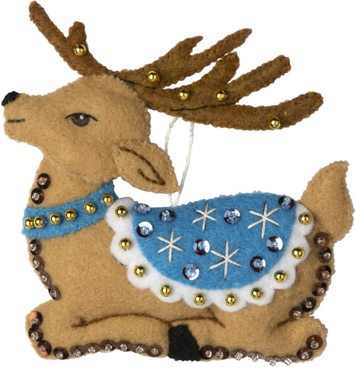 Bucilla Felt Ornaments Applique Kit Set Of 6-Festive Reindeer 89299E