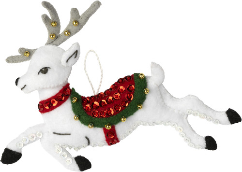 Bucilla Felt Ornaments Applique Kit Set Of 6-Festive Reindeer -89299E