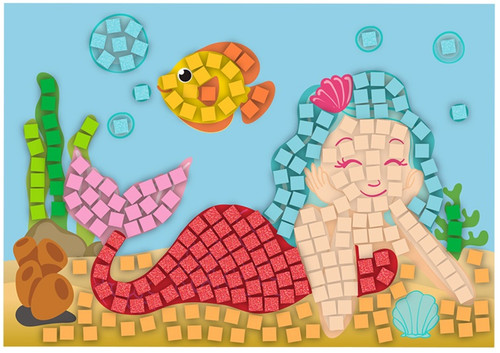 6 Pack Krafty Kids DIY Mosaic Foam Kit-Mermaid CK186-B
