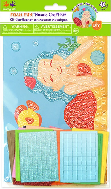 6 Pack Krafty Kids DIY Mosaic Foam Kit-Mermaid CK186-B