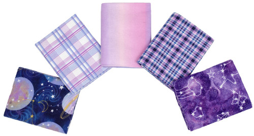 Fabric Editions Little Feet Boutique Fat Quarter Bundle 5pcs-Celestial - FLBBND-CEL Fabric Editions Little Feet Boutique Fat Quarter Bundle 5pcs-Celestial - FLBBND-CEL