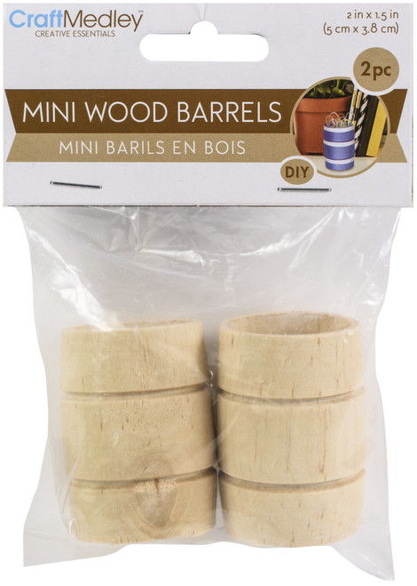 6 Pack Craft Medley Mini Wood Barrel 50x38mm 2/PkgCW671 - 775749257045