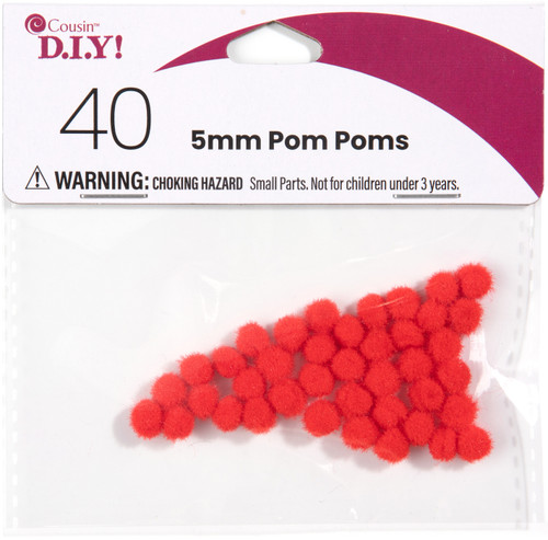 12 Pack - CousinDIY Pom-Poms 5mm 40/Pkg-Red - 5A002F76-00796 - 191648096132