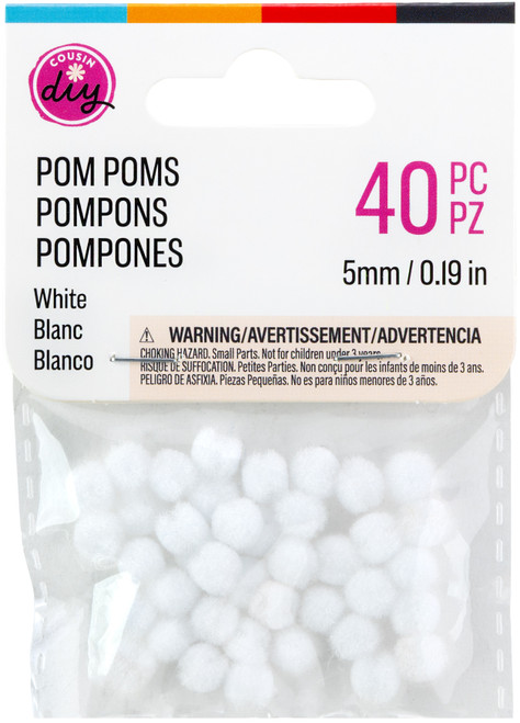 12 Pack - CousinDIY Pom-Poms 5mm 40/Pkg-White - A50026LK-00791 - 191648096088