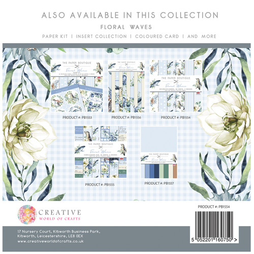 The Paper Boutique Paper Pad 8"X8" 36/Pkg-Floral Waves, 6 Designs PB1554