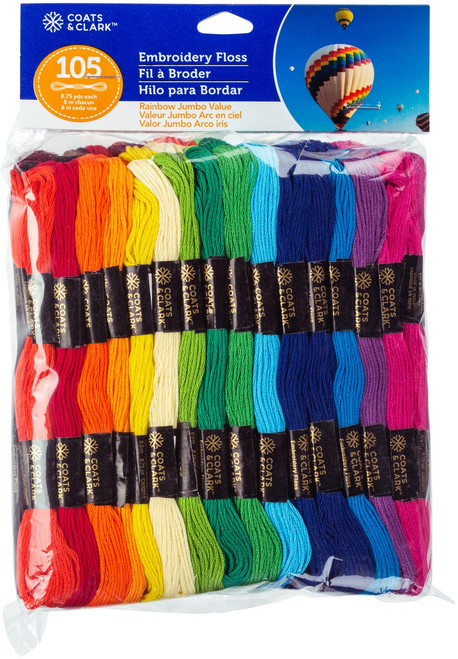 Coats & Clark 6-Strand Embroidery Floss Jumbo Pack 105/Pkg-Rainbow - C11JV02 - 073650060847