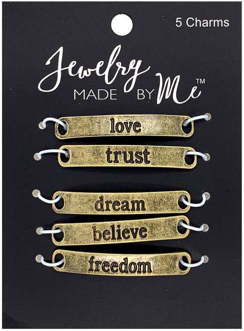 Jewelry Made By Me Charms 5/Pkg-Inspirational, Antique Gold 22190101 - 842702146606