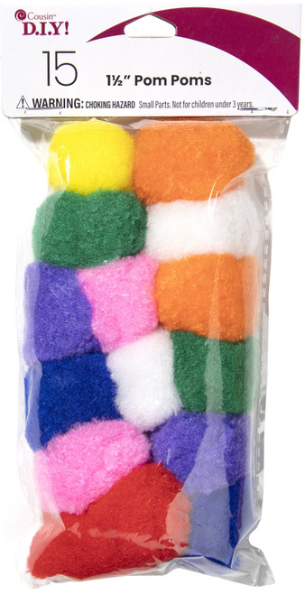 6 Pack CousinDIY Pom Poms 1.5" 15/Pkg-Multi A50026L4-00803 - 191648096194