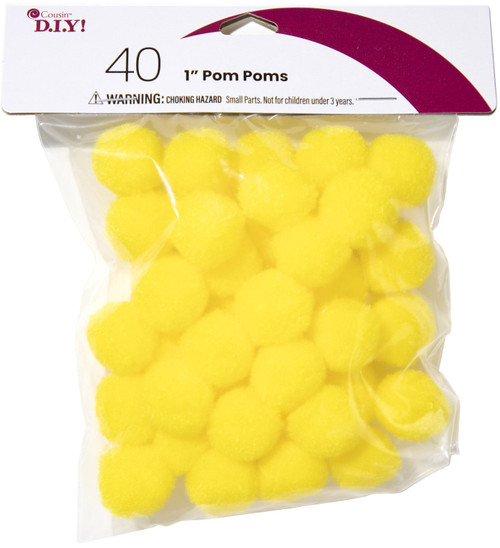 6 Pack CousinDIY Pom-Poms 1" 20/Pkg-Yellow POM1IN-00789 - 191648096064