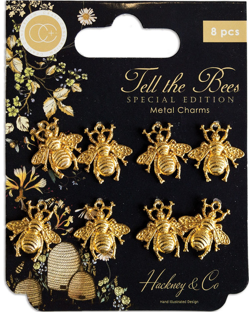Craft Consortium Tell The Bees Metal Charms 8/Pkg-Gold Bees Special Edition CCMCHR20 - 50603946290535060394629053