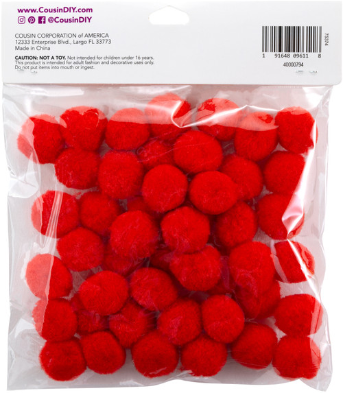 6 Pack - CousinDIY Pom-Poms .75" Inch 45/Pkg-Red - 5A002F7D-00794
