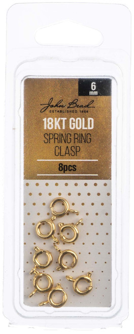 John Bead Spring Ring Clasp 6mm 8/Pkg-18kt Gold Plated - 10401901 - 665772229693