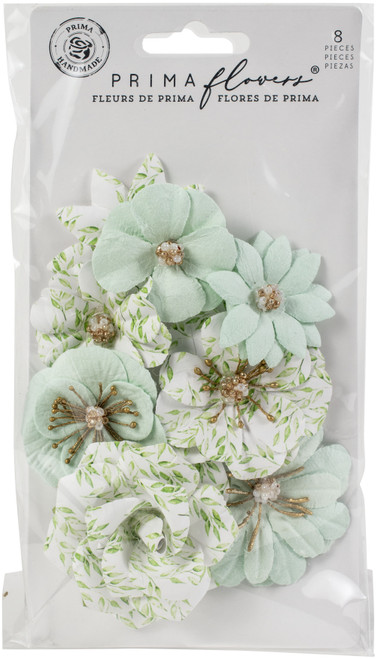 3 Pack Prima Marketing Mulberry Paper Flowers-Minty Water/Watercolor Floral 653132 - 655350653132