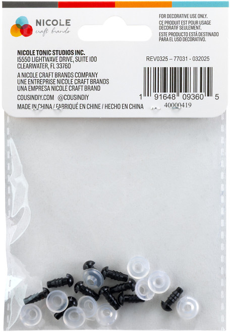 6 Pack - CousinDIY Shank Back Solid Eyes 6mm 10/Pkg-Black - 40000419 6 Pack - CousinDIY Shank Back Solid Eyes 6mm 10/Pkg-Black - 40000419